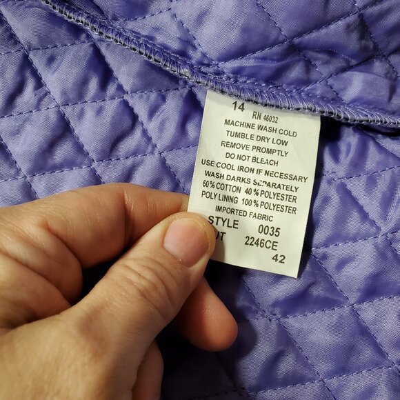 Southern Lady Quilted Full Zip Plaid Vest 2 Pockets Purple Gray Wms Sz XL - Picture 4 of 10